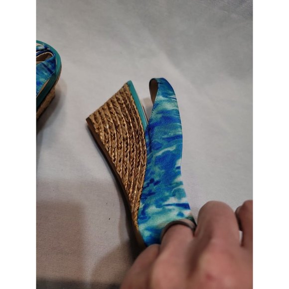 Alex Marie Turquoise Wedge Strappy Sandals Size 10M Open Toe - Picture 5 of 9